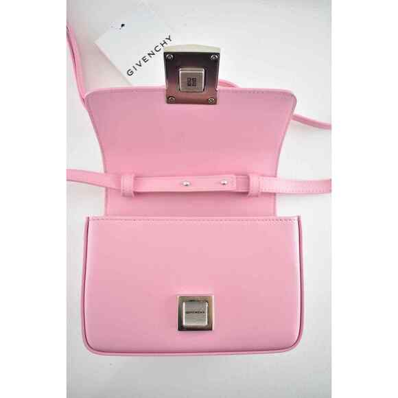 Givenchy Mini 4G Baby Pink Calf Leather Silver Logo Flap Crossbody Shoulder Bag - Picture 10 of 12
